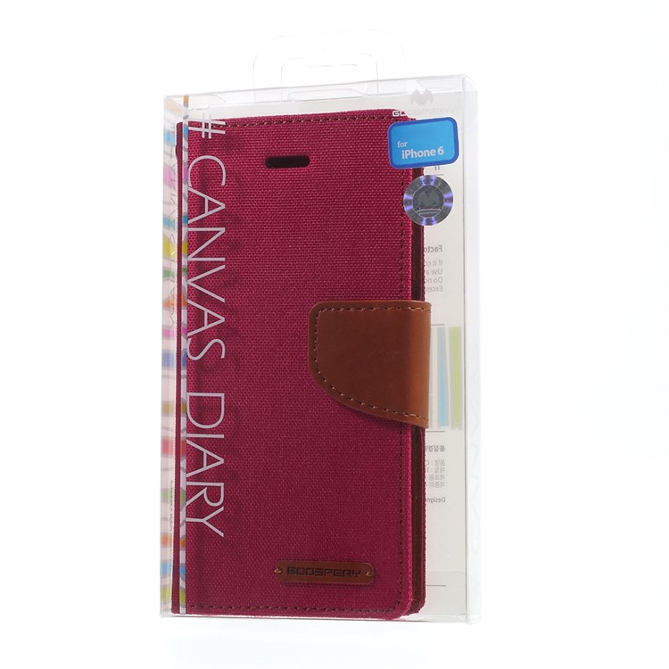MERCURY GOOSPERY Canvas Wallet Leather Shell for iPhone 6s / 6 4.7 inch - Red-11