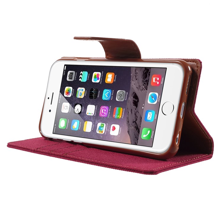 MERCURY GOOSPERY Canvas Wallet Leather Shell for iPhone 6s / 6 4.7 inch - Red-3