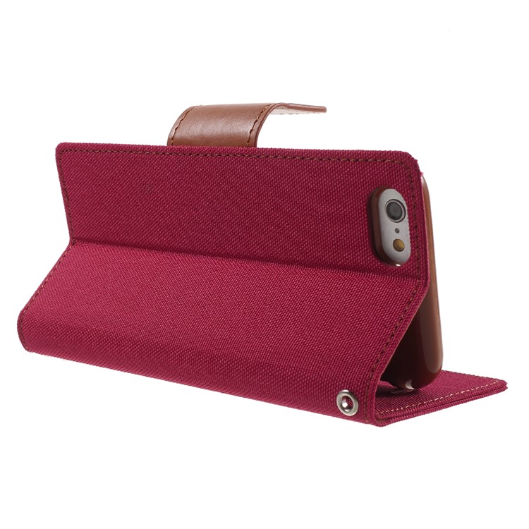 MERCURY GOOSPERY Canvas Wallet Leather Shell for iPhone 6s / 6 4.7 inch - Red-4