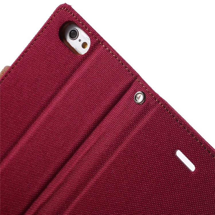 MERCURY GOOSPERY Canvas Wallet Leather Shell for iPhone 6s / 6 4.7 inch - Red-7