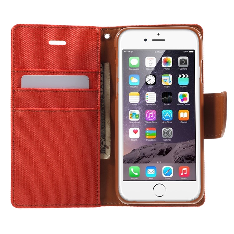 MERCURY GOOSPERY Canvas PU Leather Phone Cover for iPhone 6s / 6 4.7 inch - Orange-5