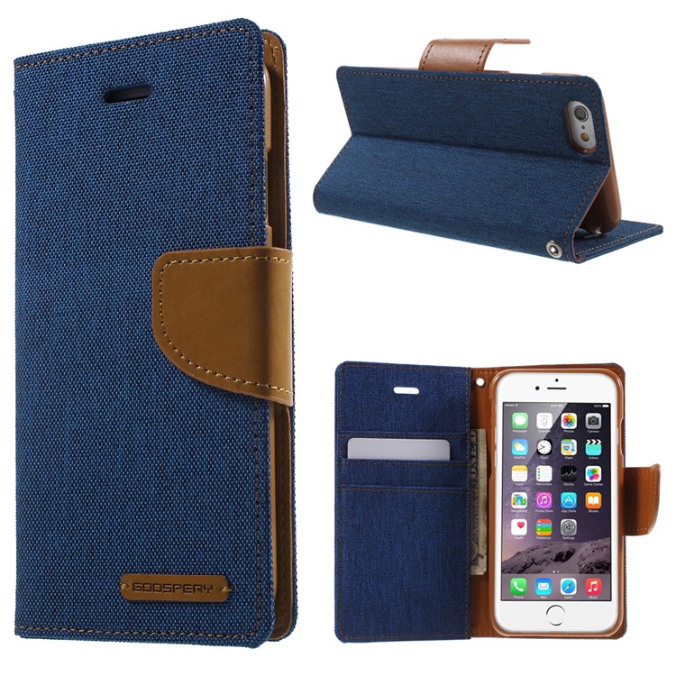 MERCURY GOOSPERY Canvas PU Leather Phone Case for iPhone 6s / 6 4.7 inch - Blue-1