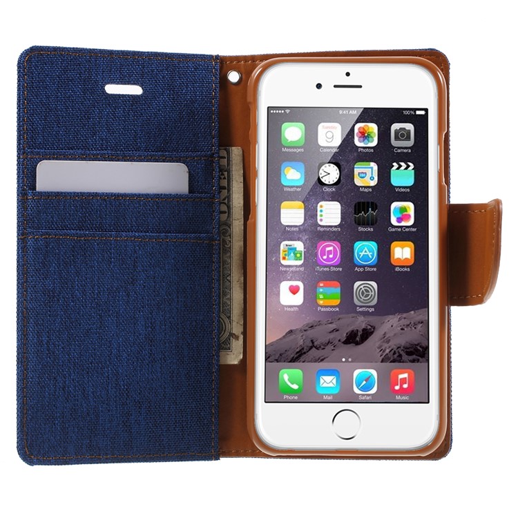 MERCURY GOOSPERY Canvas PU Leather Phone Case for iPhone 6s / 6 4.7 inch - Blue-5