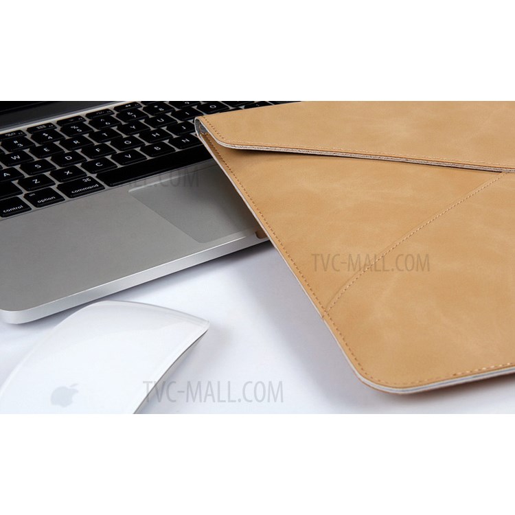 Envelope Style Leather Bag for Macbook Air / Pro 13.3 Inch with Retina Display - Khaki-12