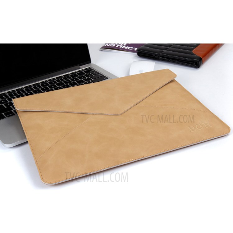 Envelope Style Leather Bag for Macbook Air / Pro 13.3 Inch with Retina Display - Khaki-13