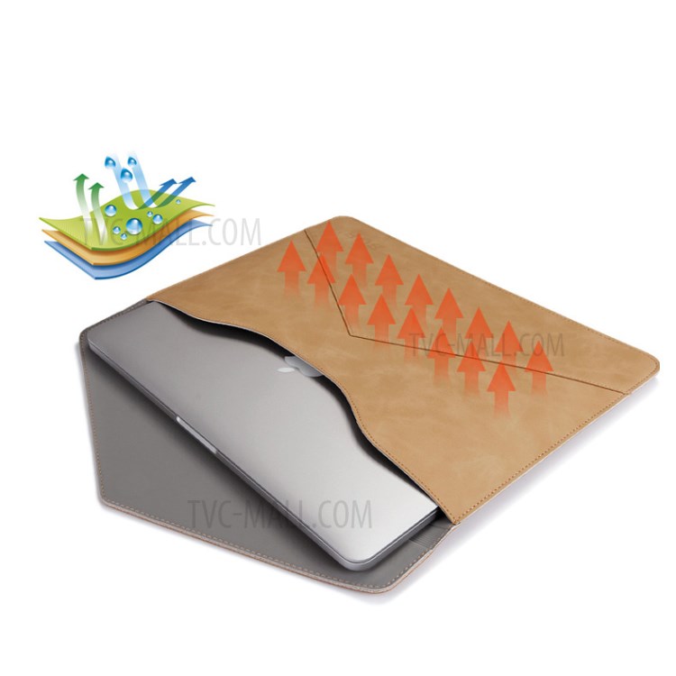 Envelope Style Leather Bag for Macbook Air / Pro 13.3 Inch with Retina Display - Khaki-5