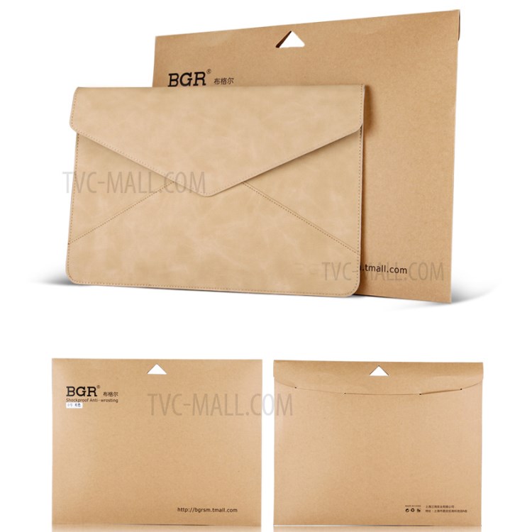 Envelope Style Leather Bag for Macbook Air / Pro 13.3 Inch with Retina Display - Khaki-9