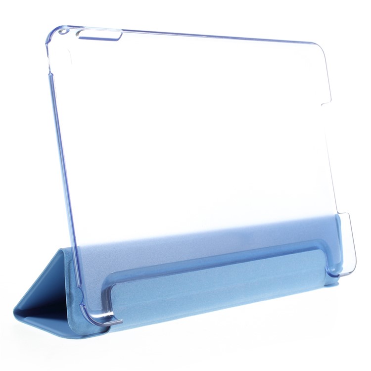 For iPad mini 4 Tri-fold Stand Smart Leather Flip Case Cover - Blue-3