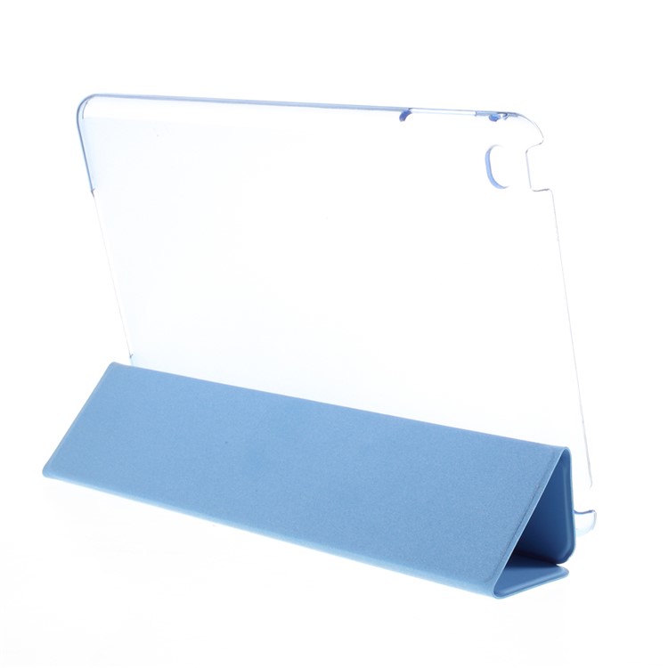 For iPad mini 4 Tri-fold Stand Smart Leather Flip Case Cover - Blue-4