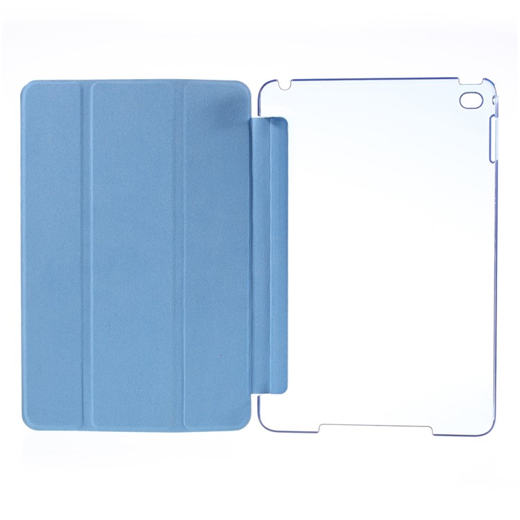 For iPad mini 4 Tri-fold Stand Smart Leather Flip Case Cover - Blue-8