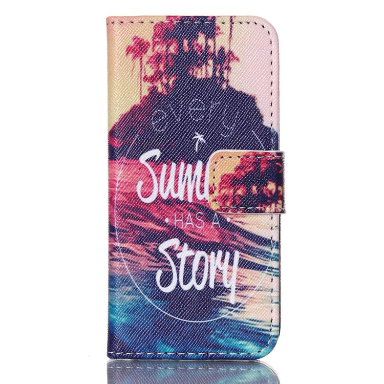 Magnetic Wallet Leather Protective Cover for iPhone SE 5s 5 - Sea and Every Summer Has A Story-1