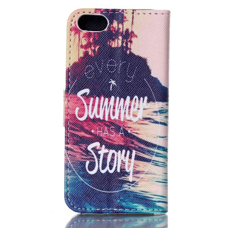 Magnetic Wallet Leather Protective Cover for iPhone SE 5s 5 - Sea and Every Summer Has A Story-2