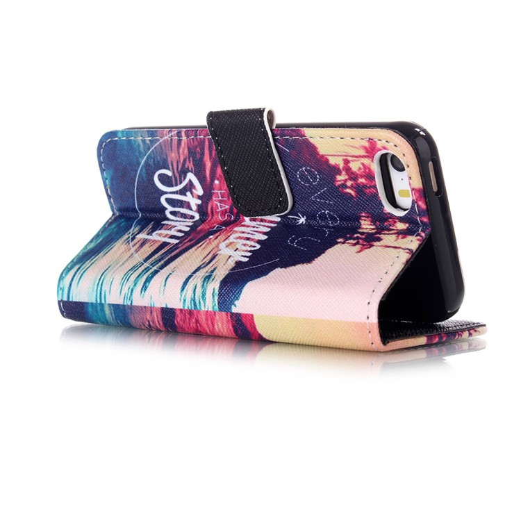 Magnetic Wallet Leather Protective Cover for iPhone SE 5s 5 - Sea and Every Summer Has A Story-3