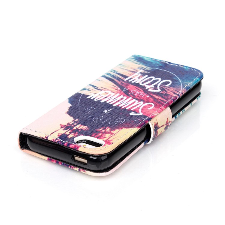 Magnetic Wallet Leather Protective Cover for iPhone SE 5s 5 - Sea and Every Summer Has A Story-5