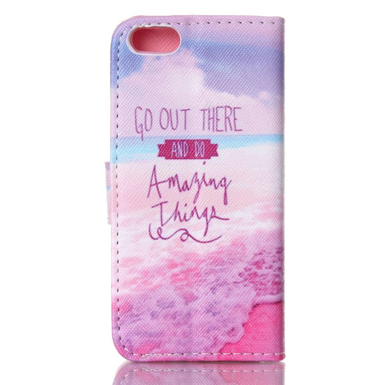 Magnetic Flip Wallet Leather Stand Cover for iPhone SE 5s 5 - Sea and Quotes-2