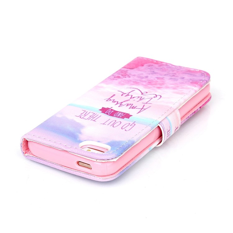 Magnetic Flip Wallet Leather Stand Cover for iPhone SE 5s 5 - Sea and Quotes-5