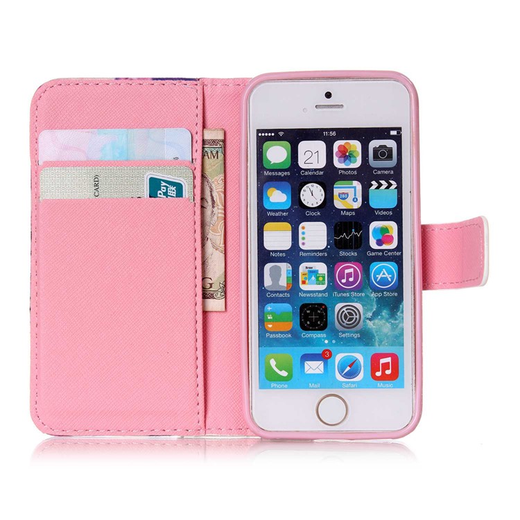 Magnetic Flip Wallet Leather Stand Cover for iPhone SE 5s 5 - Sea and Quotes-7