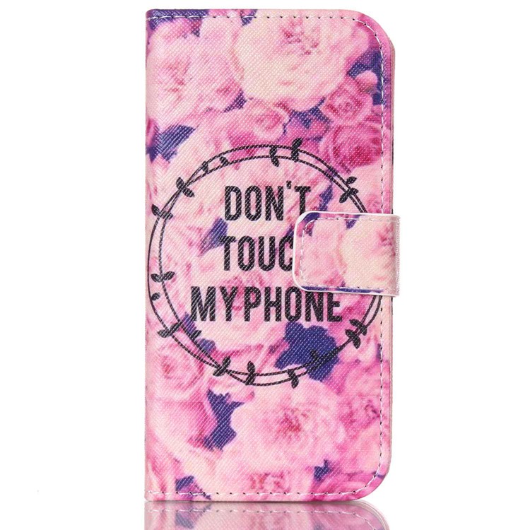 Wallet Leather Stand Case for iPhone 6s 6 - Flowers and Do not Touch my Phone-1