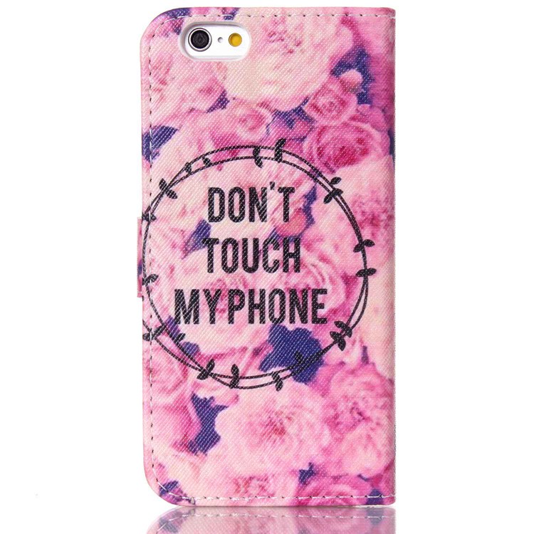 Wallet Leather Stand Case for iPhone 6s 6 - Flowers and Do not Touch my Phone-2