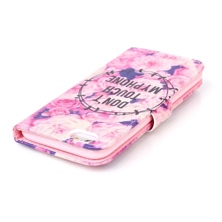 Wallet Leather Stand Case for iPhone 6s 6 - Flowers and Do not Touch my Phone-5