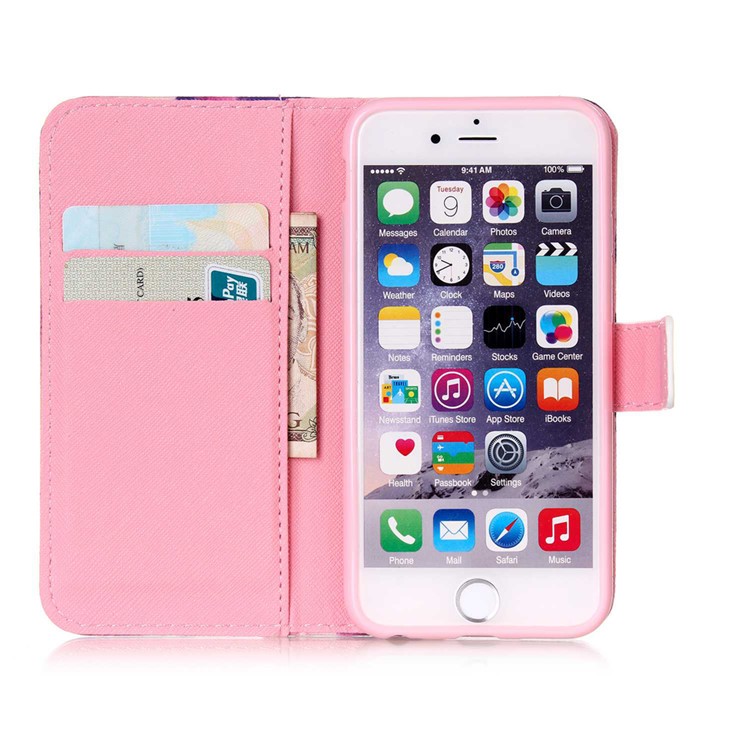 Wallet Leather Stand Case for iPhone 6s 6 - Flowers and Do not Touch my Phone-7