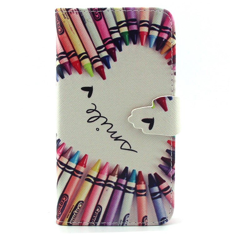 Crayons Circled Heart Leather Wallet Stand Case for iPhone 6 / 6s 4.7 inch-1