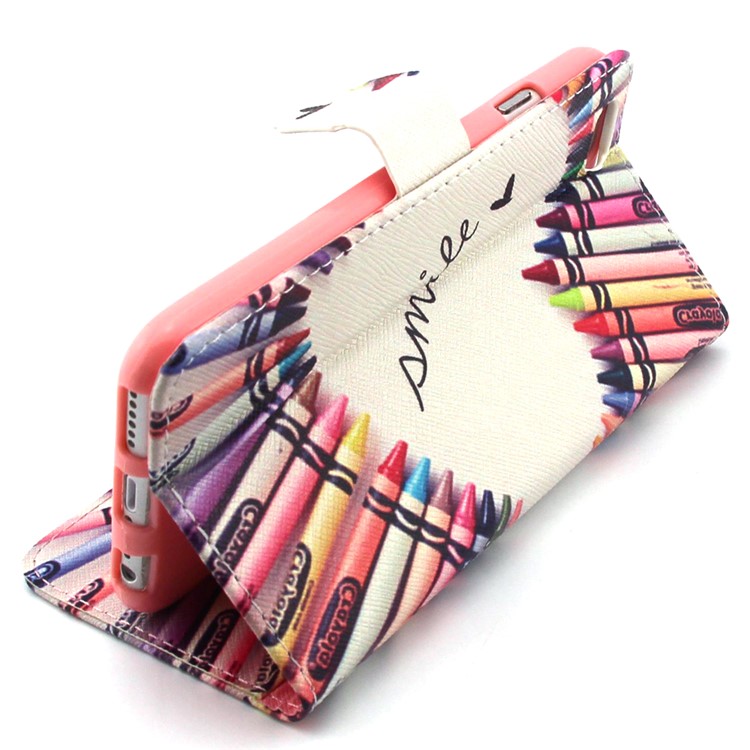 Crayons Circled Heart Leather Wallet Stand Case for iPhone 6 / 6s 4.7 inch-3