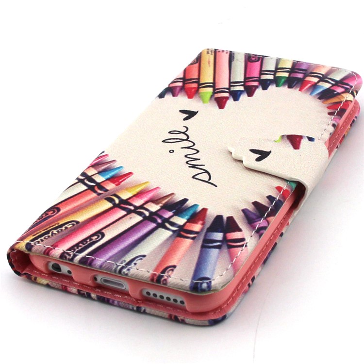 Crayons Circled Heart Leather Wallet Stand Case for iPhone 6 / 6s 4.7 inch-5