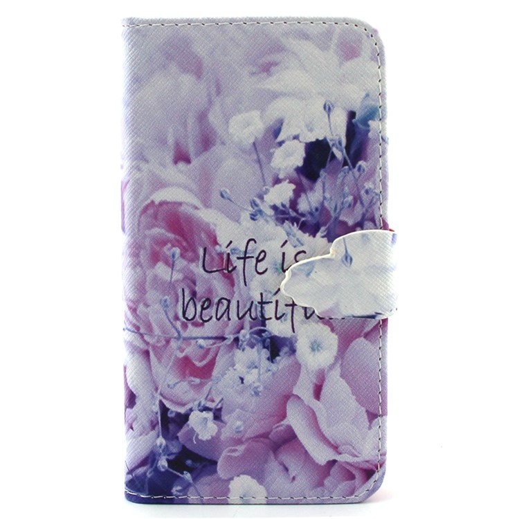 Life Is Beautiful and Flower Leather Wallet Stand Cover for iPhone 6 / 6s 4.7 inch-1
