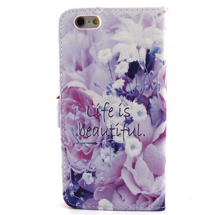 Life Is Beautiful and Flower Leather Wallet Stand Cover for iPhone 6 / 6s 4.7 inch-2