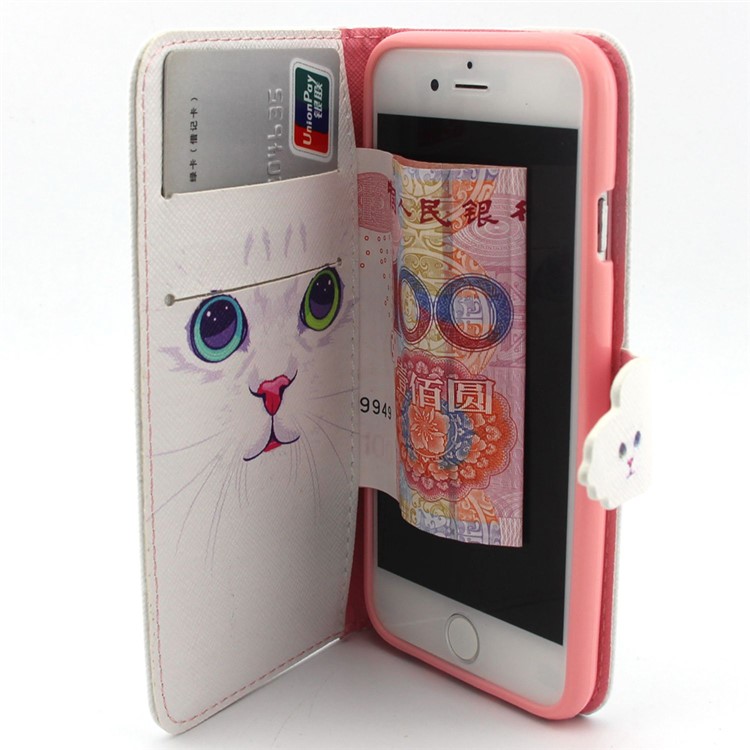 Cat with Red Nose Flip Wallet Stand Leather Shell for iPhone 6 / 6s 4.7 inch-4