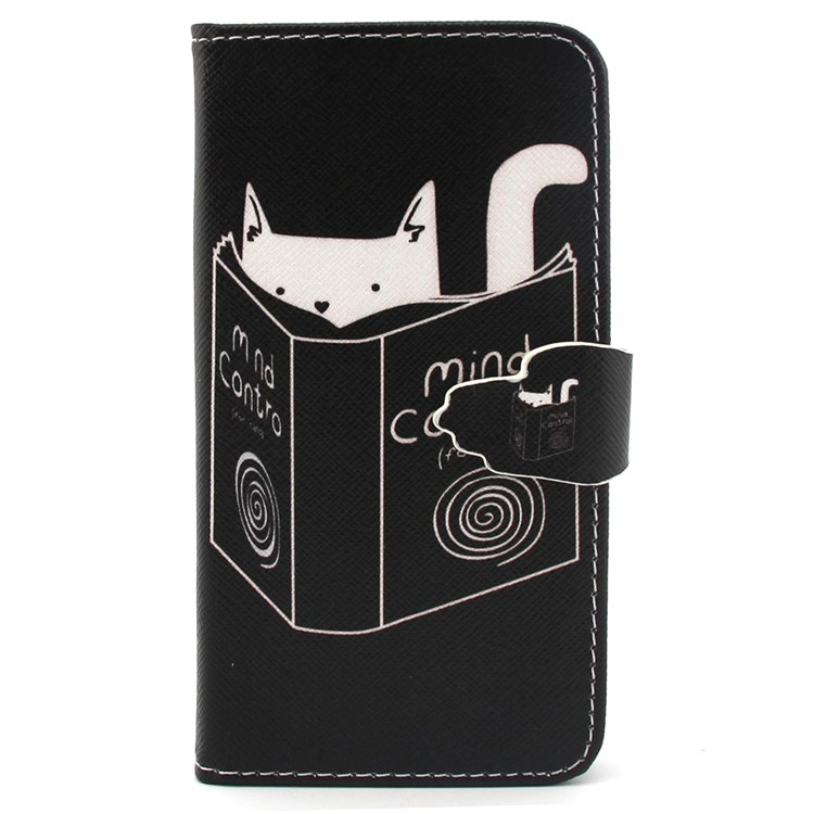 Cat Reading Book Flip Wallet Leatherette Case Shell for iPhone 6 / 6s 4.7 inch-1