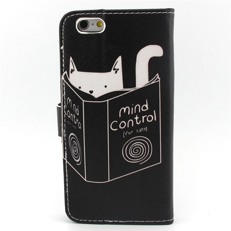 Cat Reading Book Flip Wallet Leatherette Case Shell for iPhone 6 / 6s 4.7 inch-2
