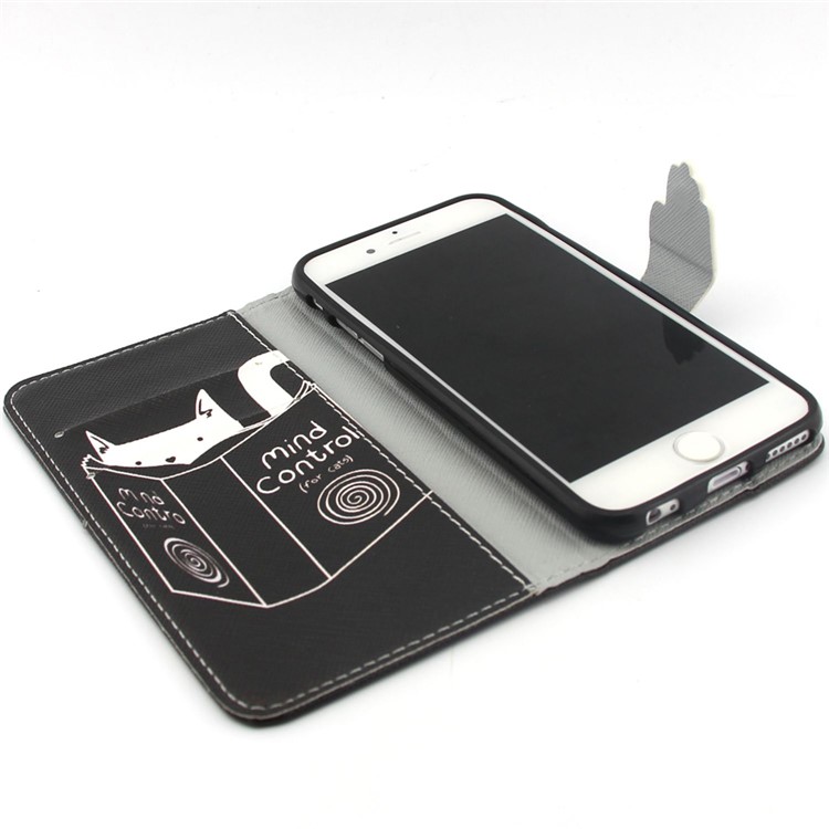 Cat Reading Book Flip Wallet Leatherette Case Shell for iPhone 6 / 6s 4.7 inch-4