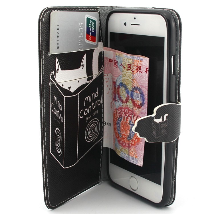 Cat Reading Book Flip Wallet Leatherette Case Shell for iPhone 6 / 6s 4.7 inch-5