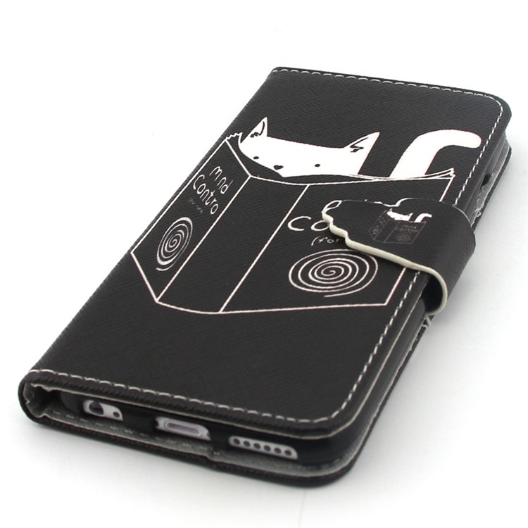Cat Reading Book Flip Wallet Leatherette Case Shell for iPhone 6 / 6s 4.7 inch-6