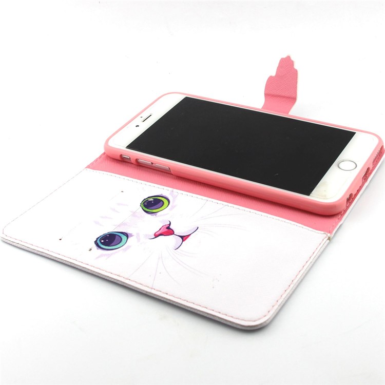 For iPhone 6 Plus / 6s Plus Flip Wallet Stand Leather Case - Cat with Red Nose-4