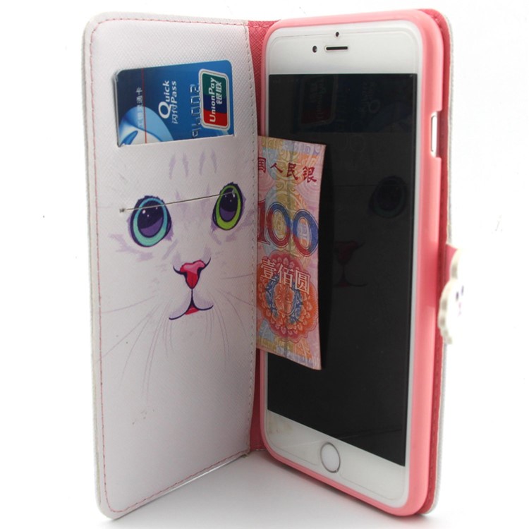 For iPhone 6 Plus / 6s Plus Flip Wallet Stand Leather Case - Cat with Red Nose-5
