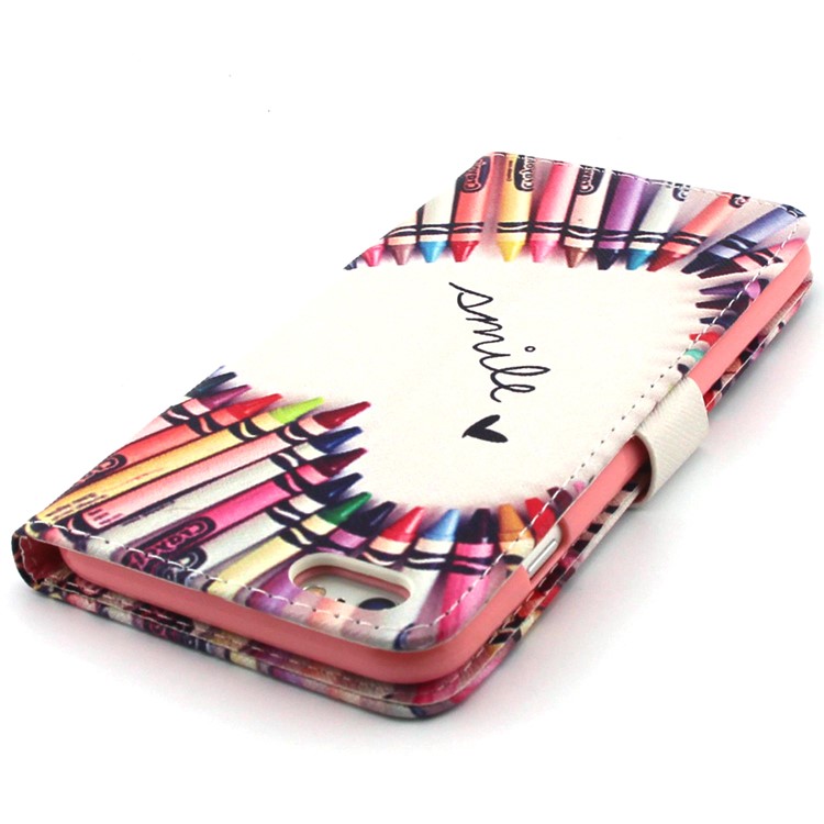For iPhone 6 Plus / 6s Plus Flip Wallet Faux Leather Stand Case - Crayons Circled Heart-6