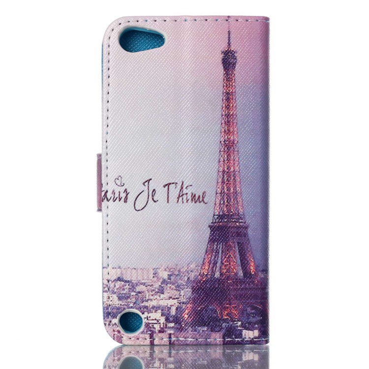 Wallet Leather Stand Case Cover for iPod Touch 5 - Paris Eiffel Tower-2