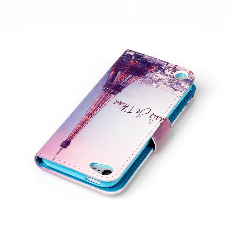 Wallet Leather Stand Case Cover for iPod Touch 5 - Paris Eiffel Tower-4