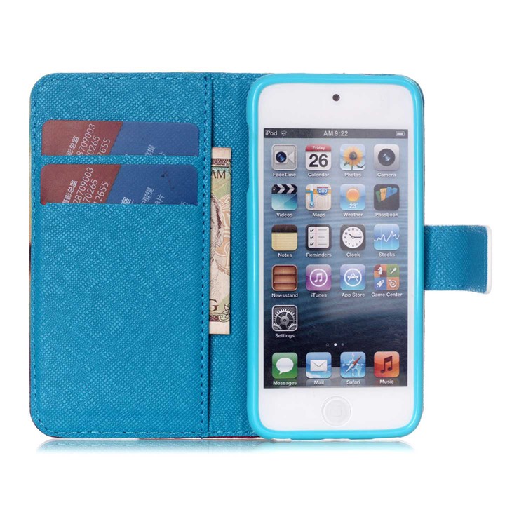 Wallet Leather Stand Cover Case for iPod Touch 5 - Cute Dessert-4