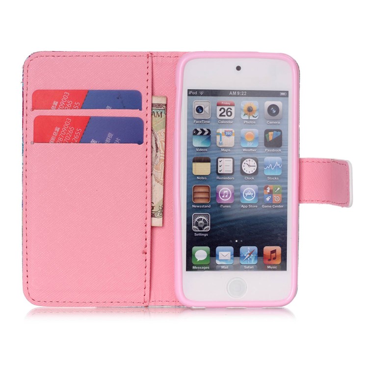 Magnetic Leather Stand Case for iPod Touch 5 - Henna Lotus-4