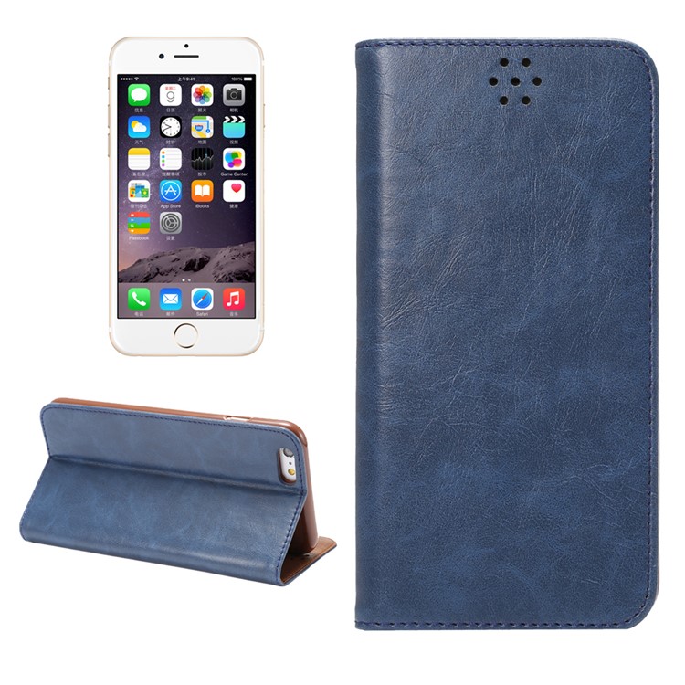 Magnetic Crazy Horse Leather Protective Case for iPhone 6s / 6 4.7 inch with Stand - Blue-1