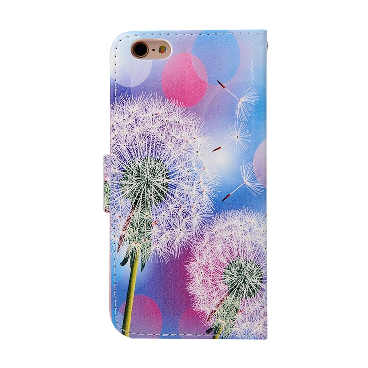 Crazy Horse Magnetic Wallet Leather Stand Protective Case for iPhone 6s / 6 - White Dandelion-2