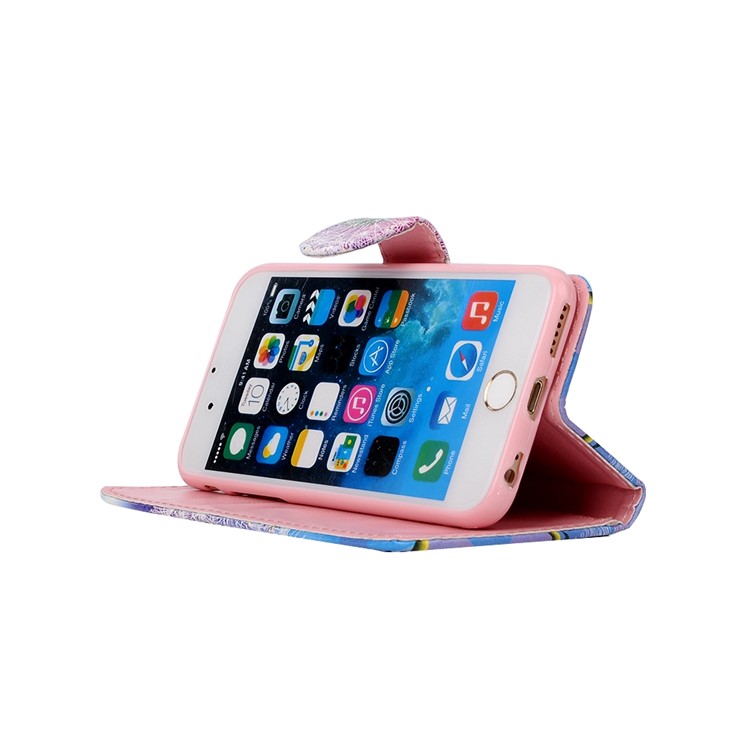 Crazy Horse Magnetic Wallet Leather Stand Protective Case for iPhone 6s / 6 - White Dandelion-3