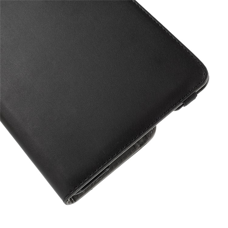 Cloth Skin Smart Leather Case with Swivel Stand for iPad Mini 4 - Black-11