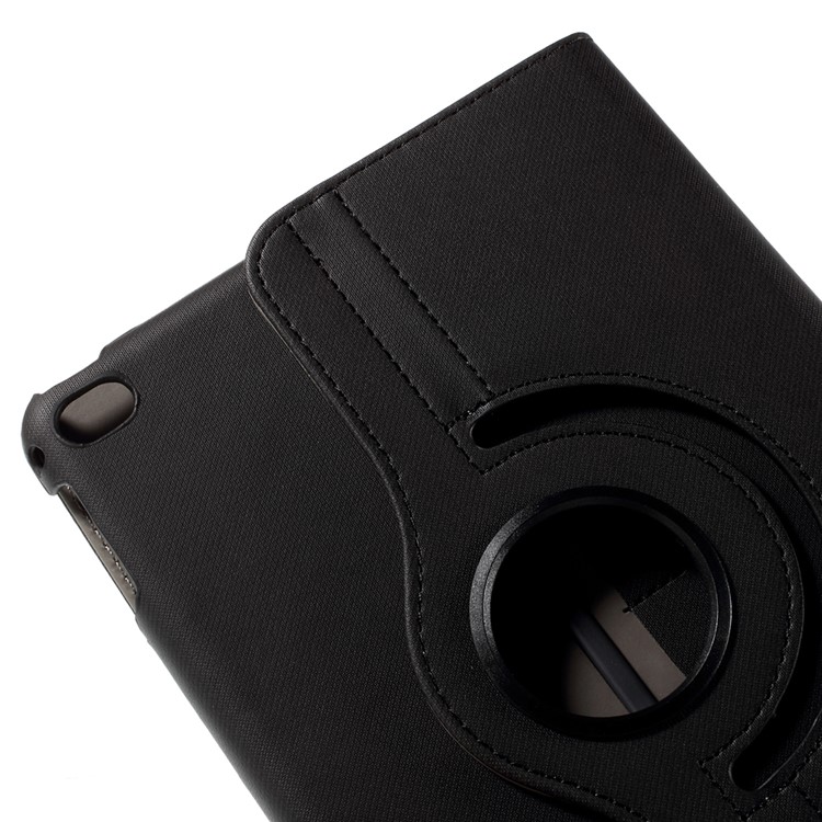 Cloth Skin Smart Leather Case with Swivel Stand for iPad Mini 4 - Black-12