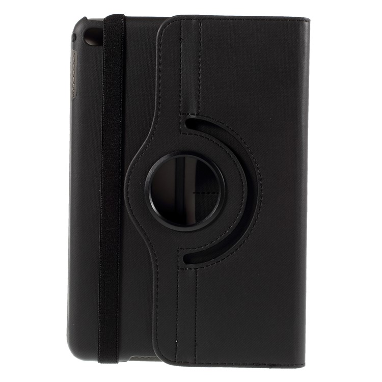 Cloth Skin Smart Leather Case with Swivel Stand for iPad Mini 4 - Black-3