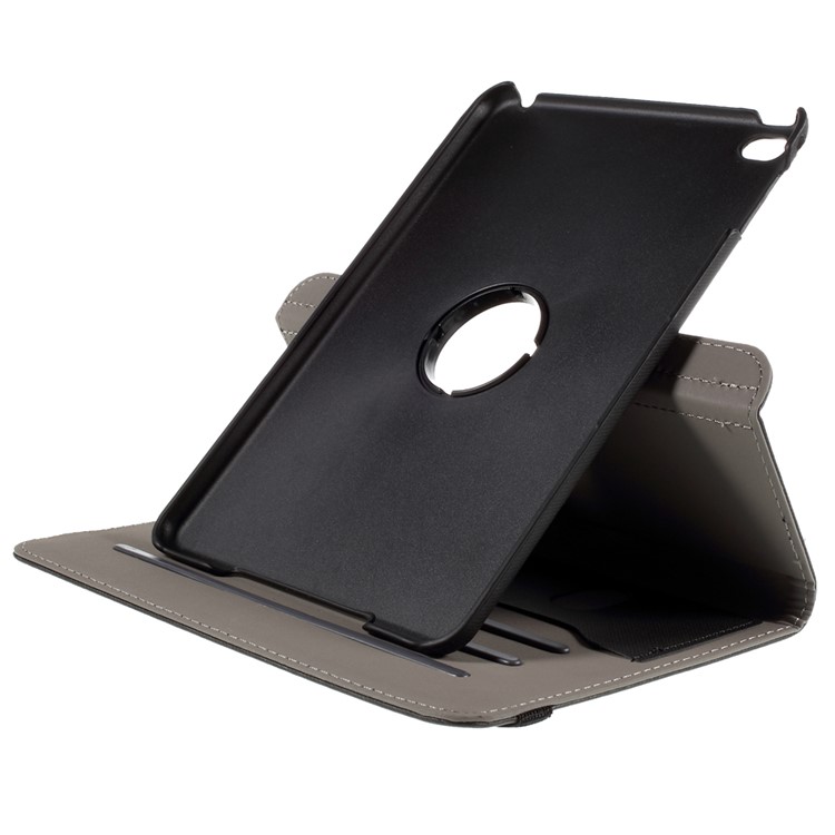 Cloth Skin Smart Leather Case with Swivel Stand for iPad Mini 4 - Black-7